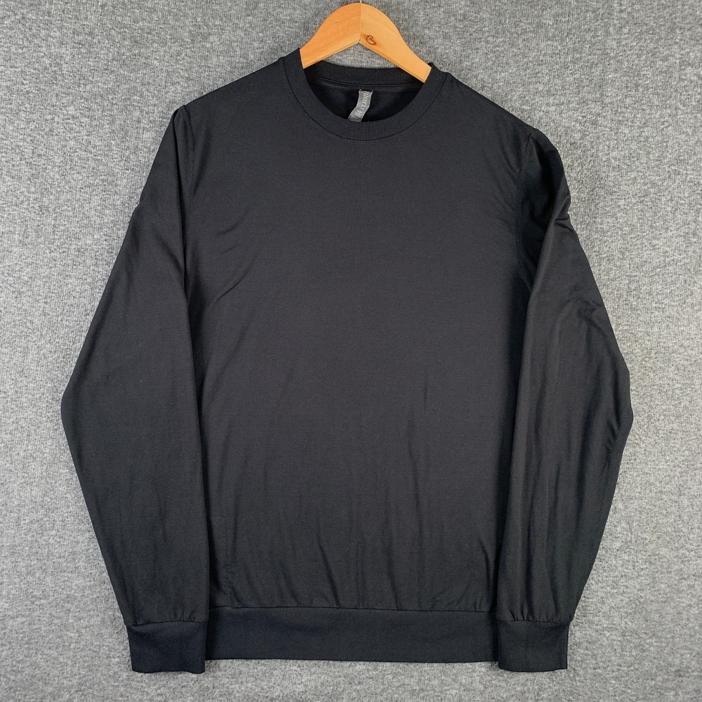 Vuori Shirt Men Large Ponto Performance Crewneck Pullover Black Long Sleeve V224